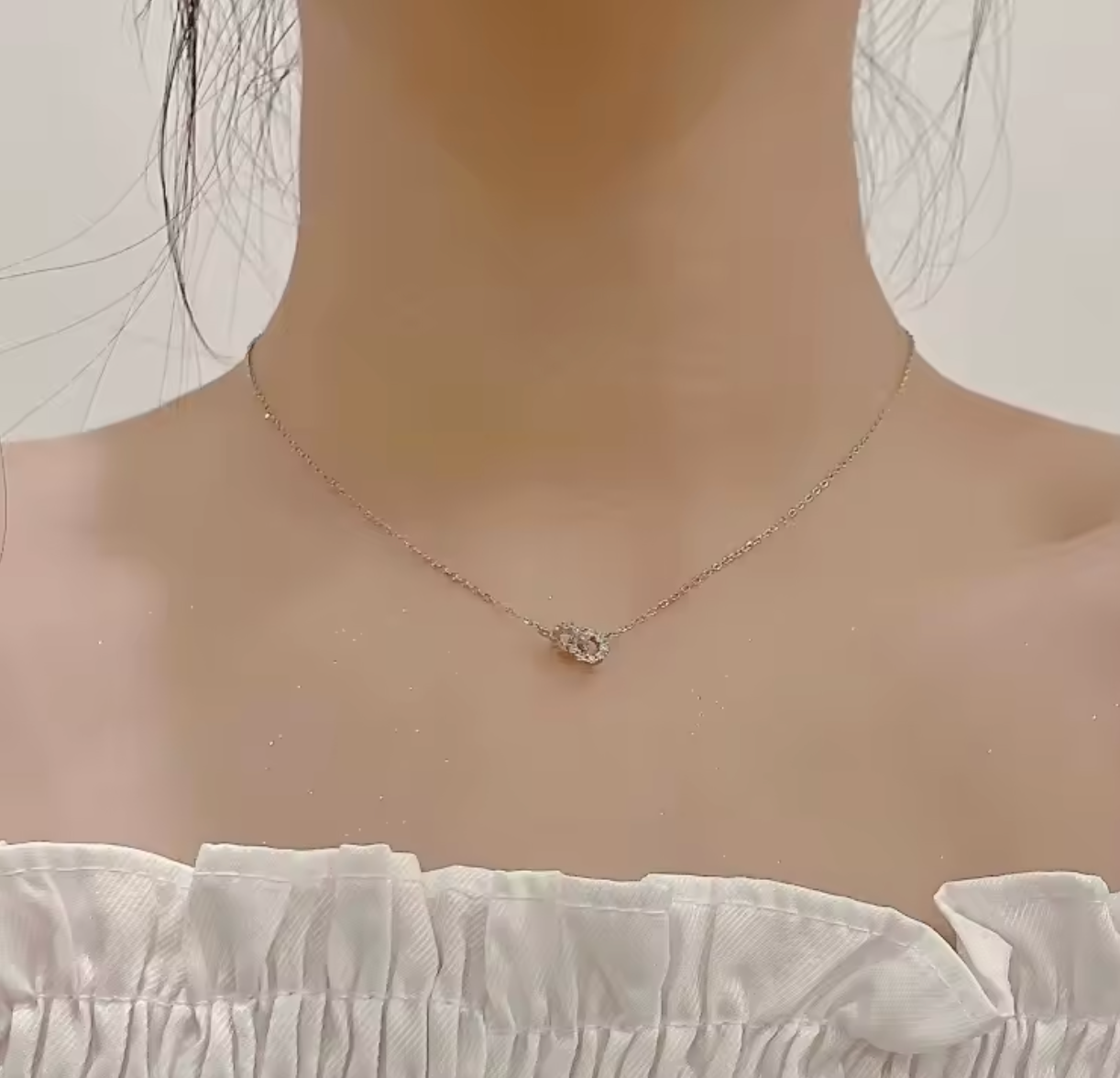925 Sterling Silver Interlocking Double Ring Necklace