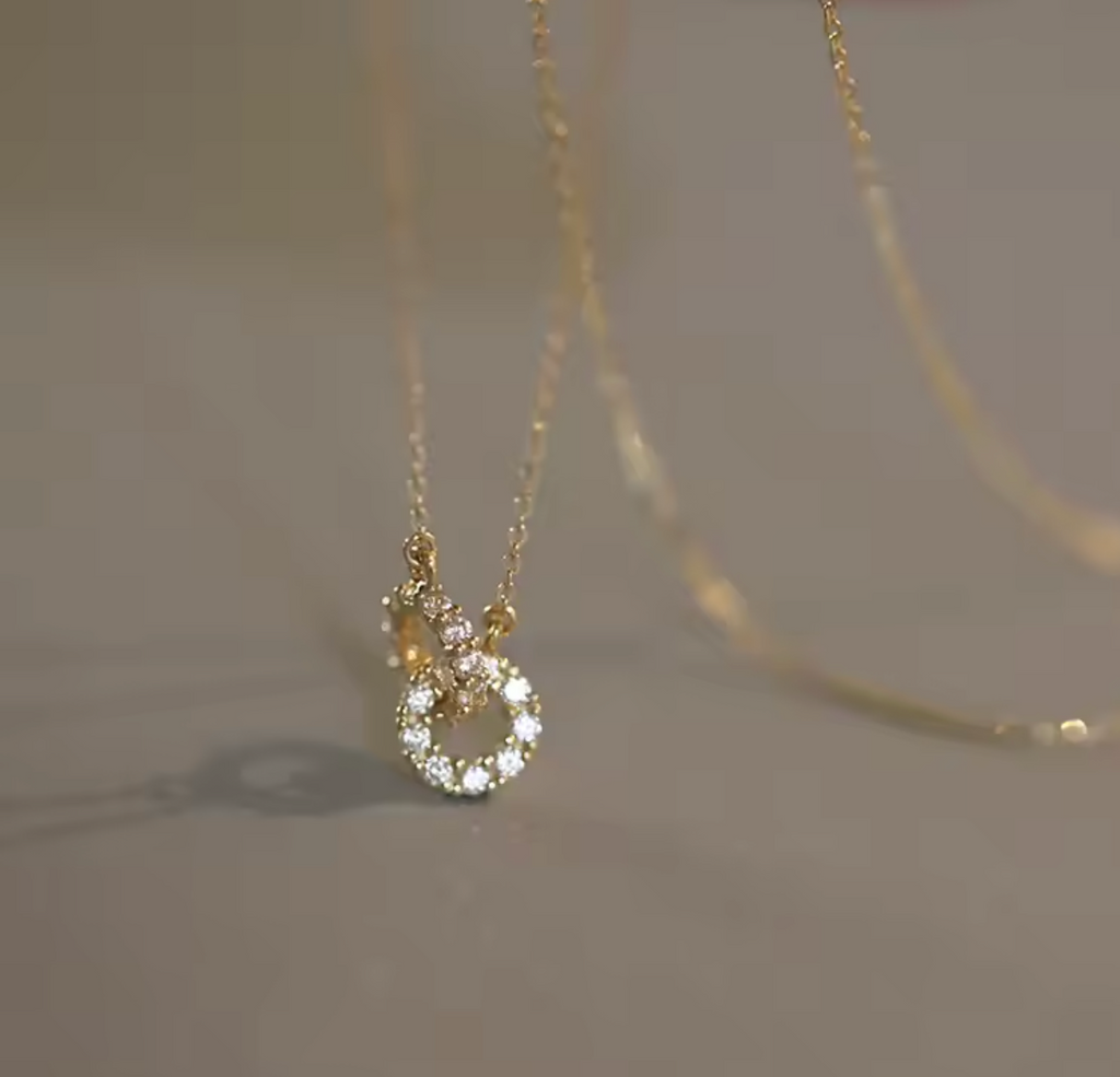 925 Sterling Silver Interlocking Double Ring Necklace