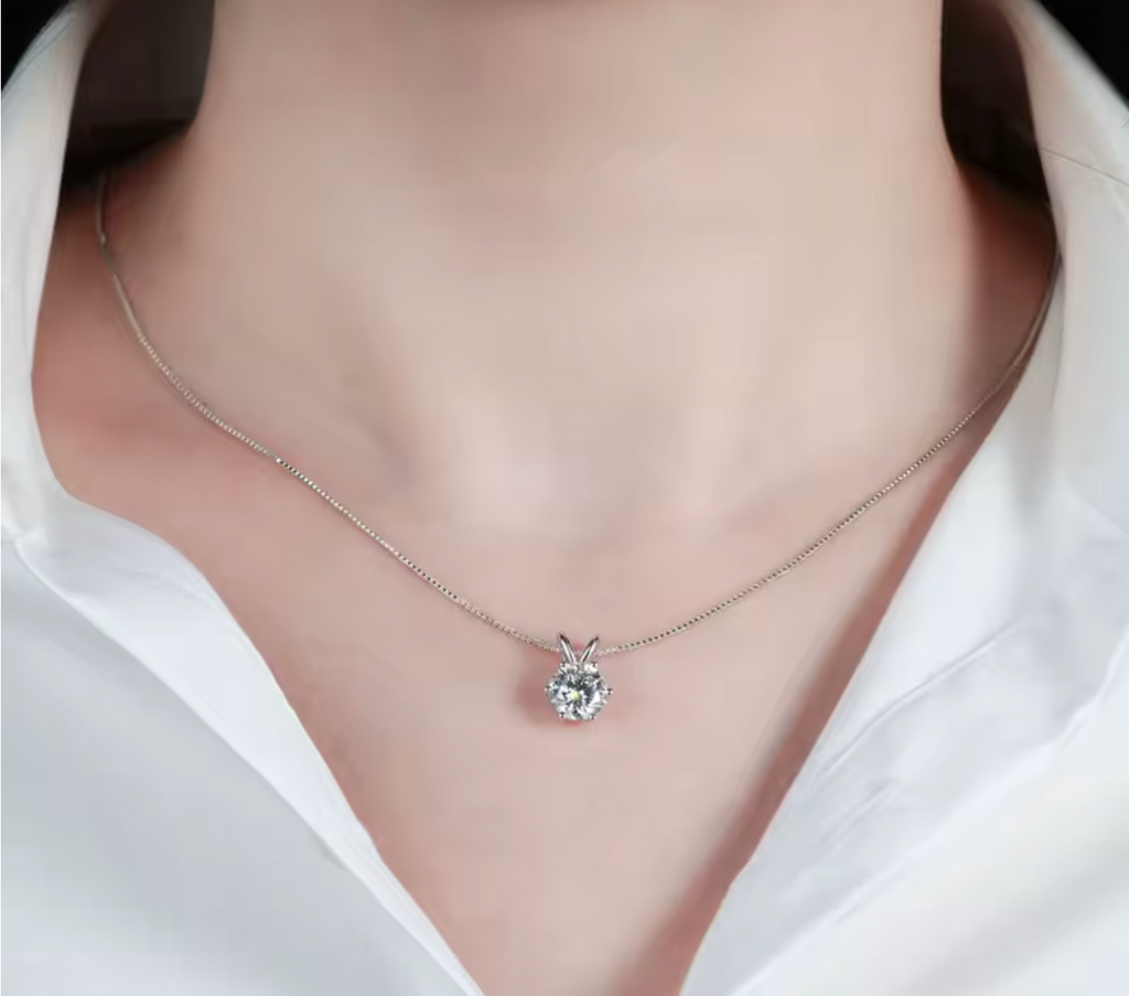 Certified Moissanite Solitaire Necklace for Women