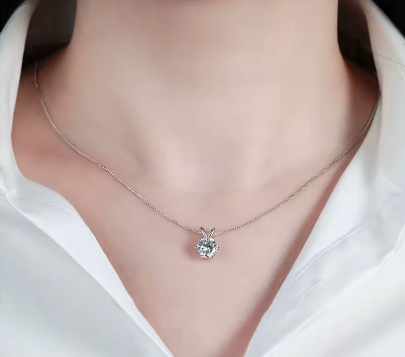 Certified Moissanite Solitaire Necklace for Women