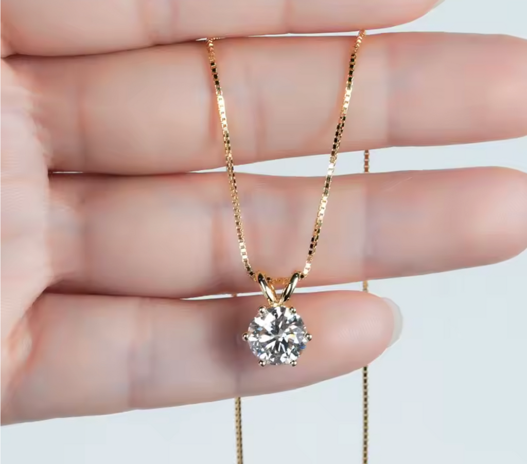 Certified Moissanite Solitaire Necklace for Women