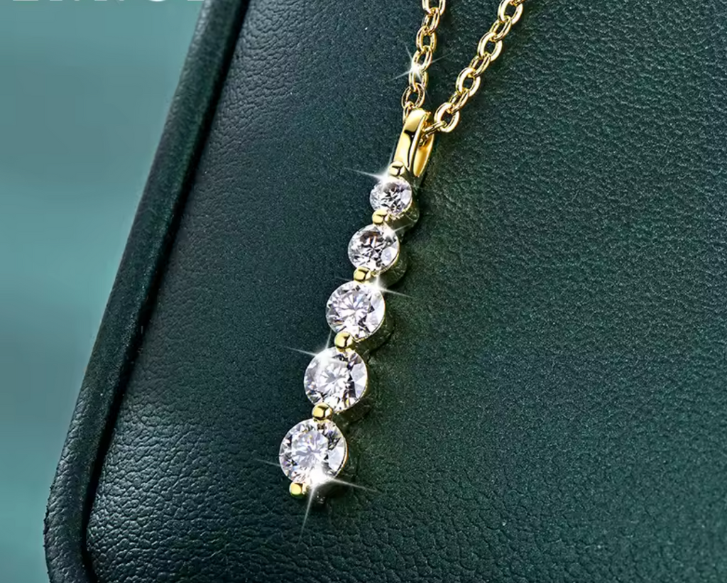 Brilliant 5-Stone Moissanite Drop Necklace