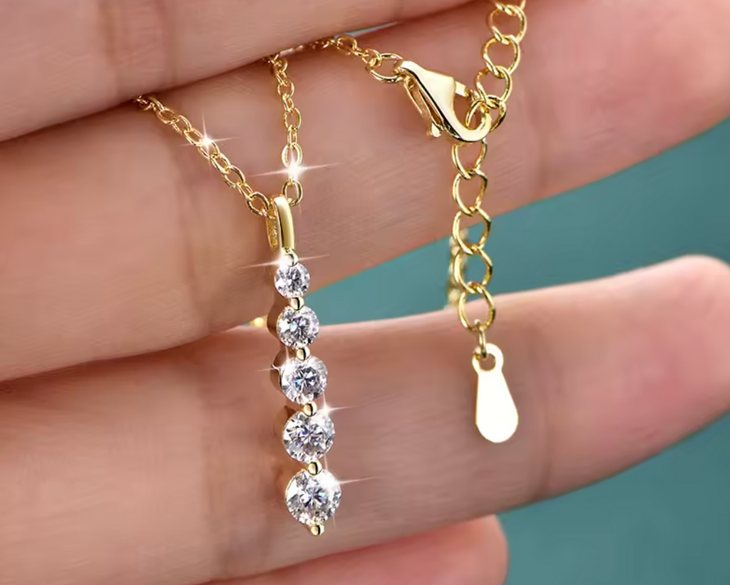 Brilliant 5-Stone Moissanite Drop Necklace