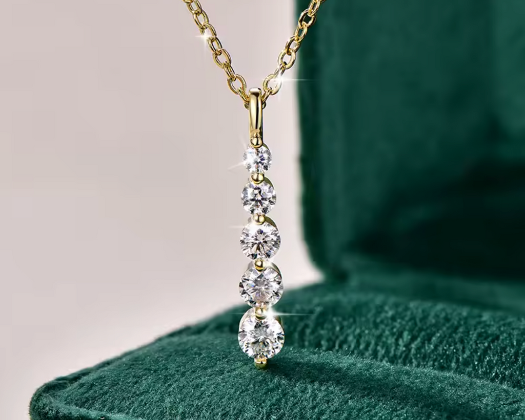 Brilliant 5-Stone Moissanite Drop Necklace
