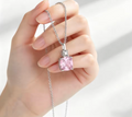 Luxury Pink Cubic Zirconia Pendant Necklace