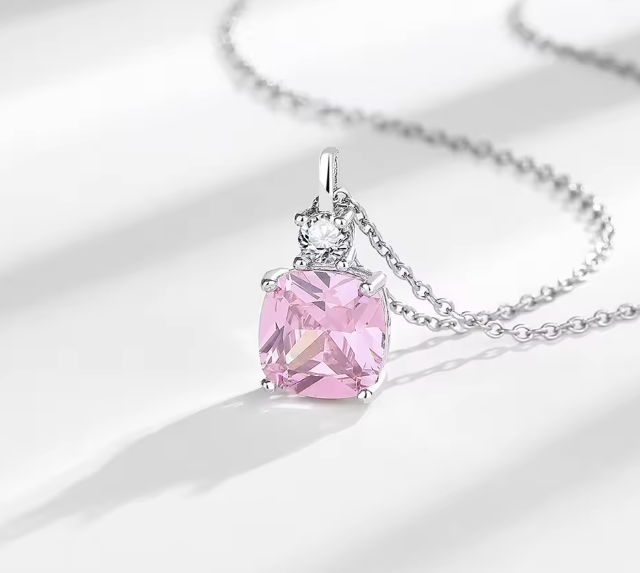 Luxury Pink Cubic Zirconia Pendant Necklace
