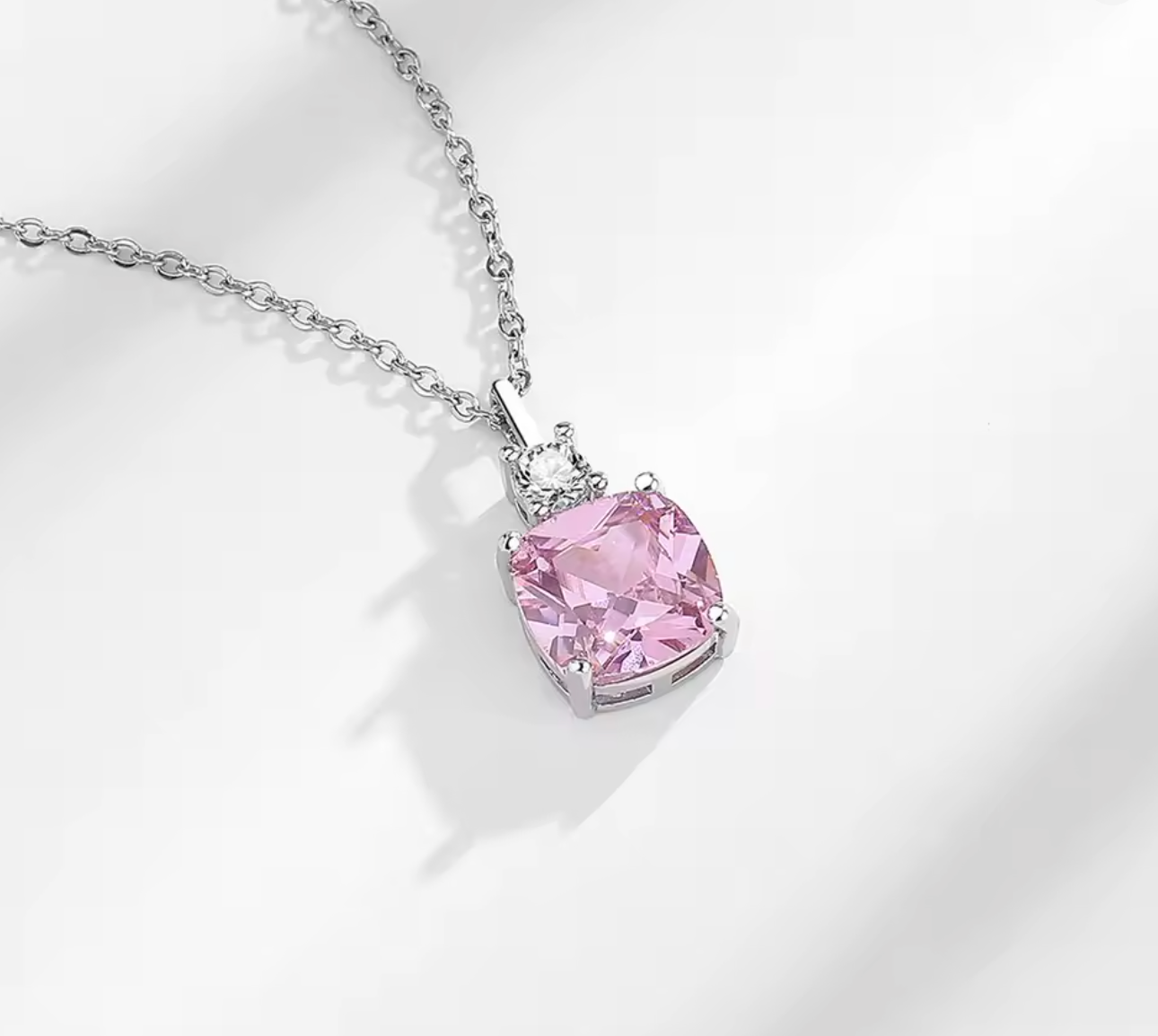 Luxury Pink Cubic Zirconia Pendant Necklace