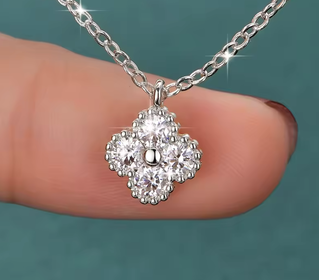 D-Color Moissanite Clover Necklace for Women