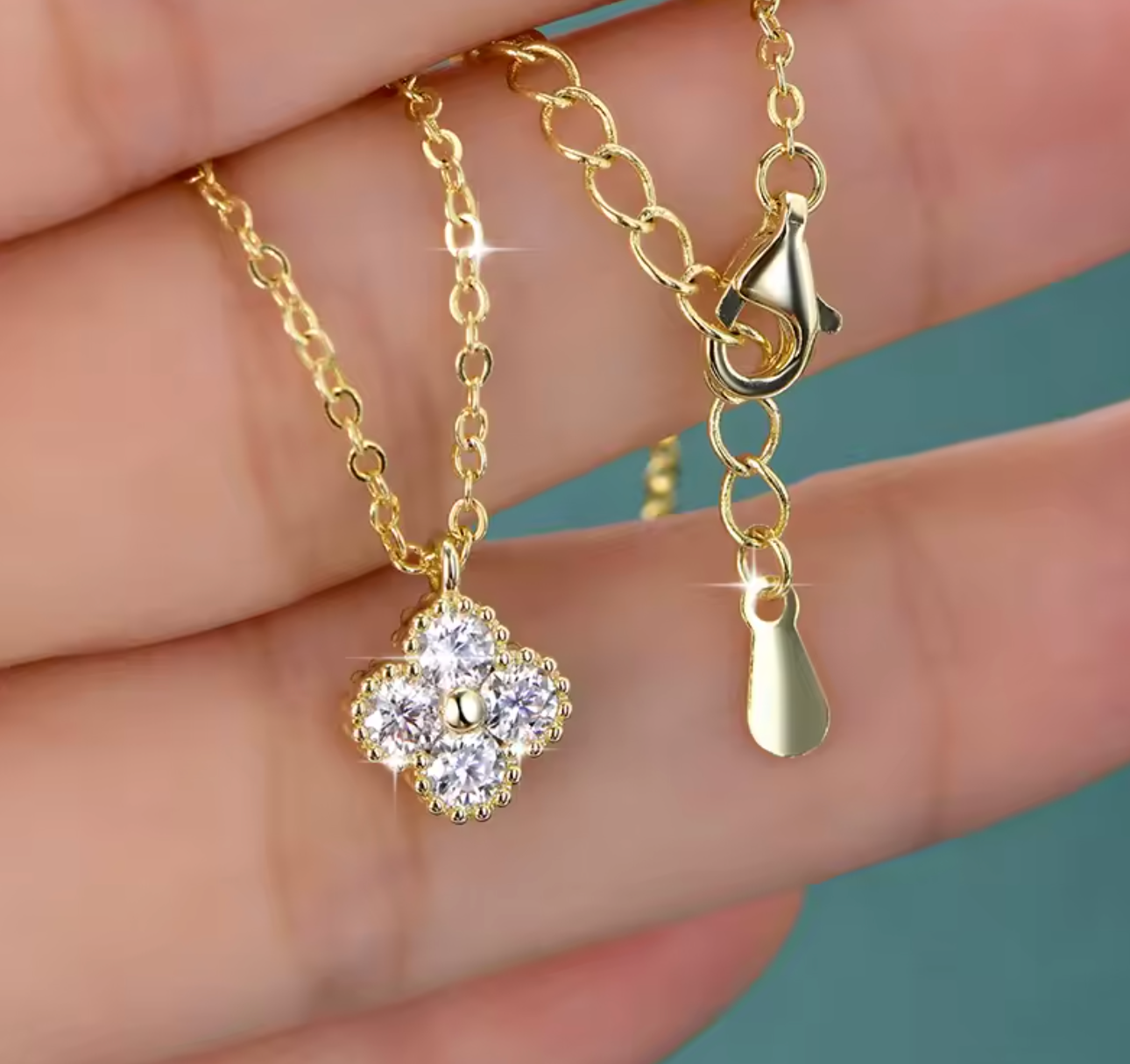 D-Color Moissanite Clover Necklace for Women