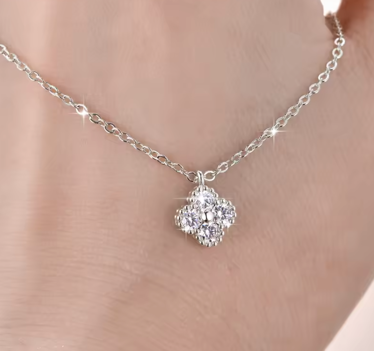 D-Color Moissanite Clover Necklace for Women