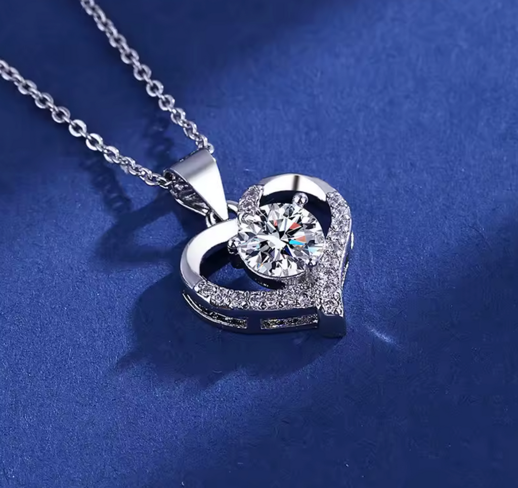 925 Sterling Silver Heart Necklace for Women