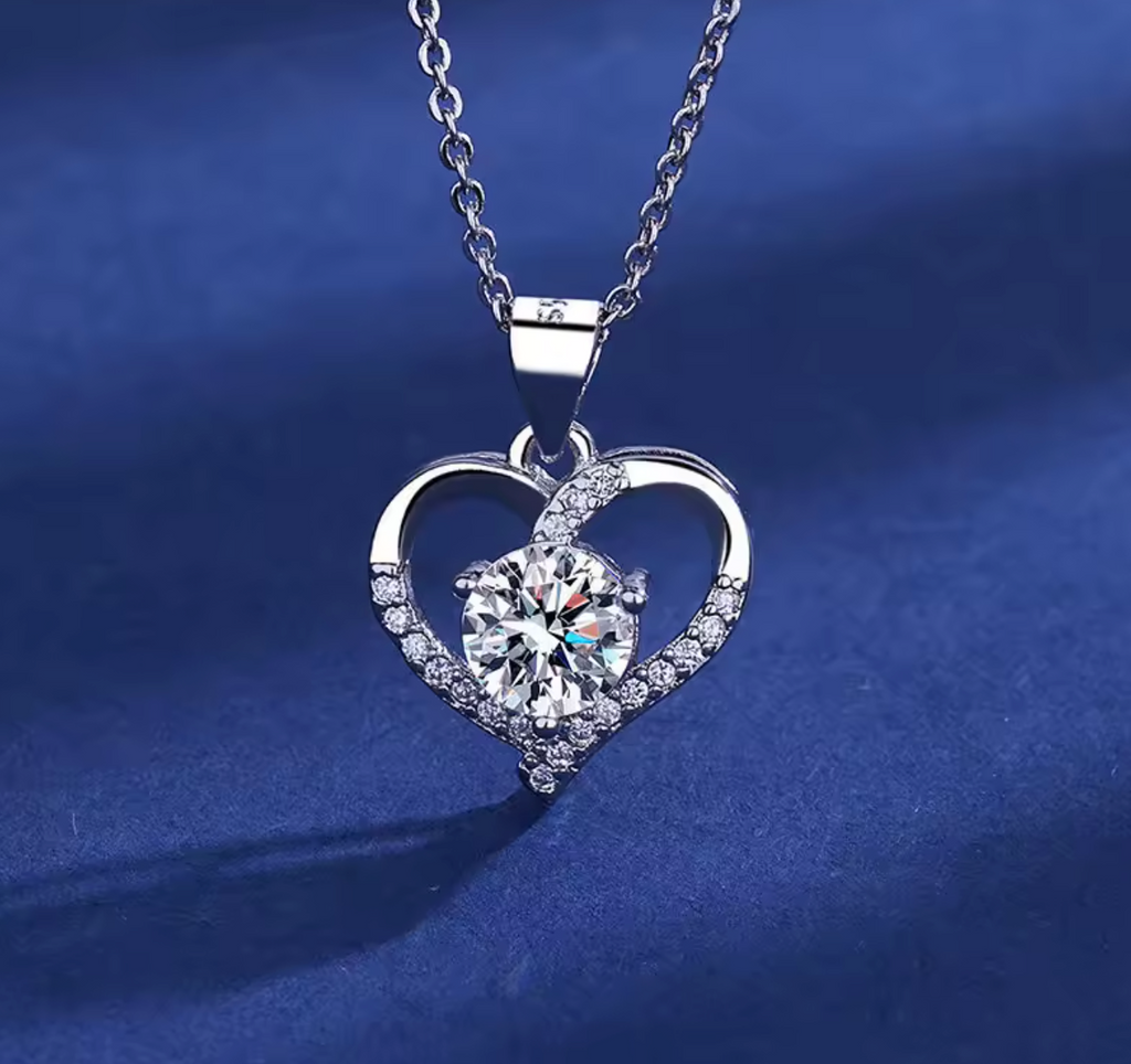 925 Sterling Silver Heart Necklace for Women