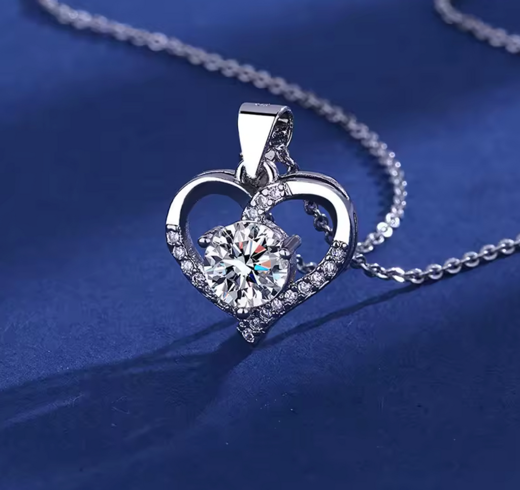 925 Sterling Silver Heart Necklace for Women