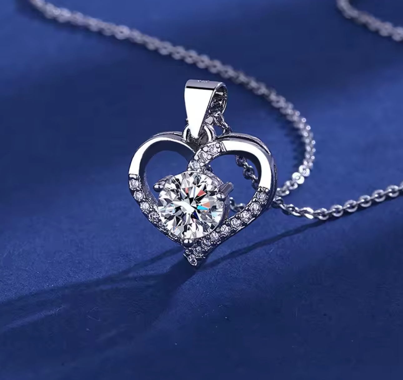 925 Sterling Silver Heart Necklace for Women
