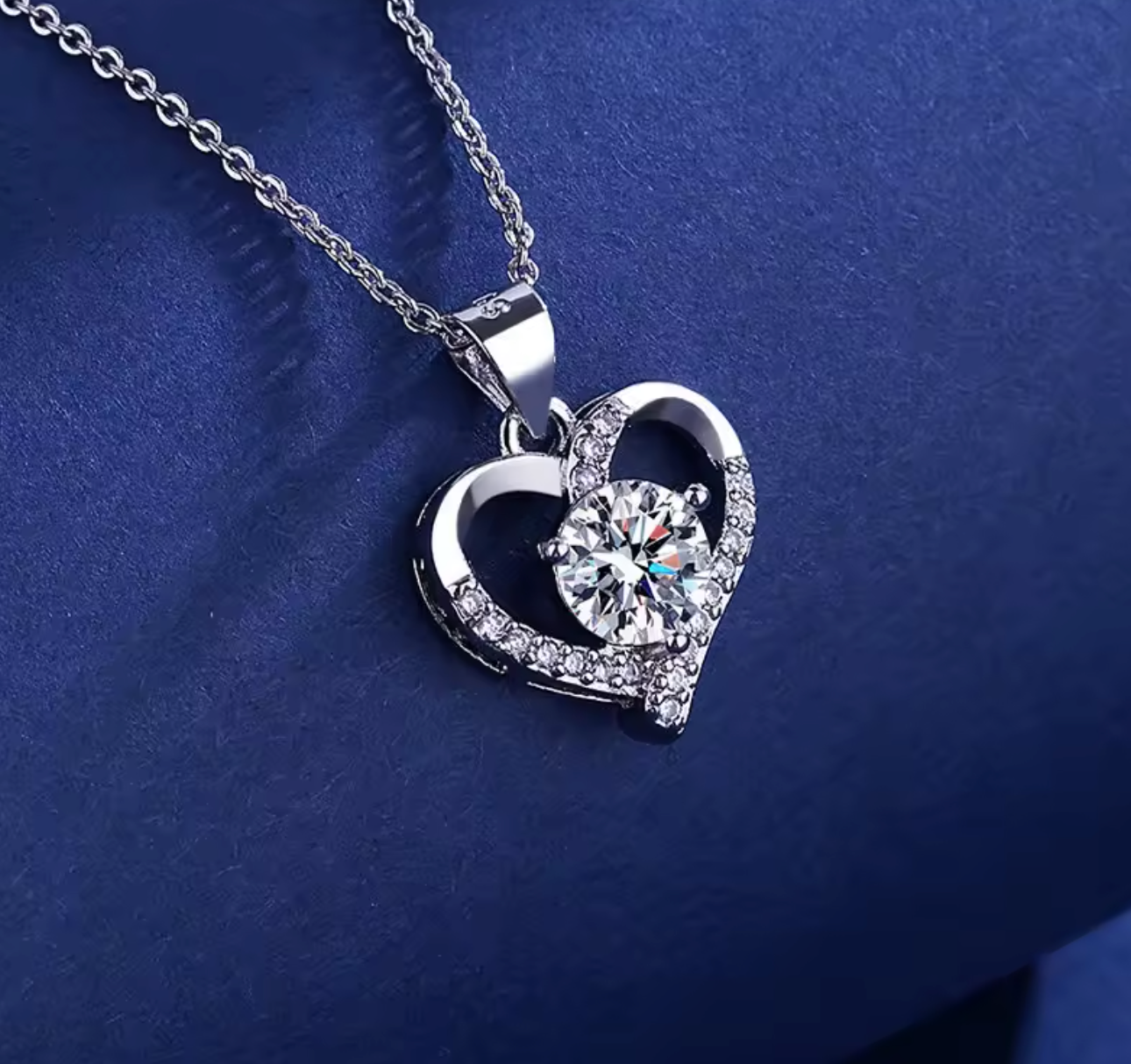 925 Sterling Silver Heart Necklace for Women