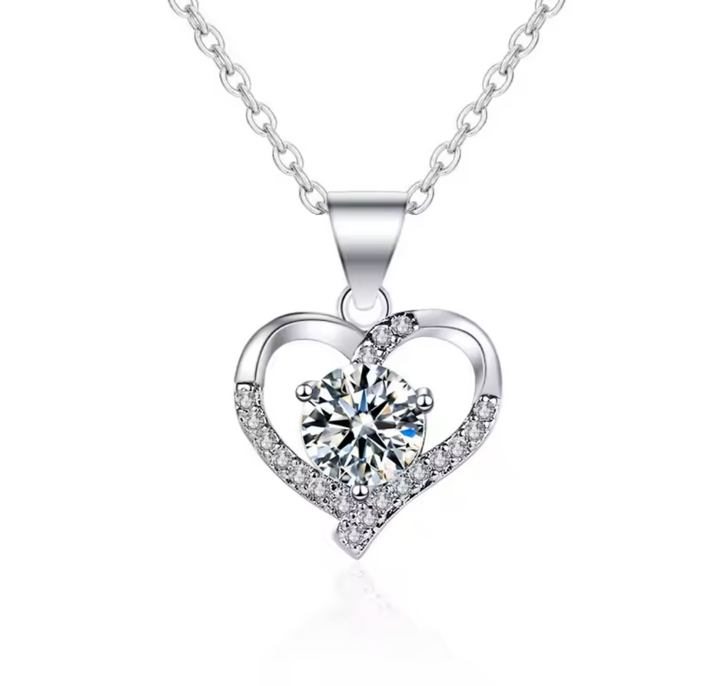 925 Sterling Silver Heart Necklace for Women