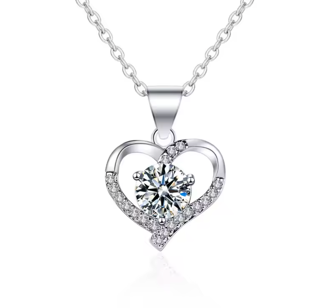 925 Sterling Silver Heart Necklace for Women