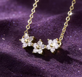14K Gold Filled Moissanite Flower Pendant Necklace with GRA Certificate