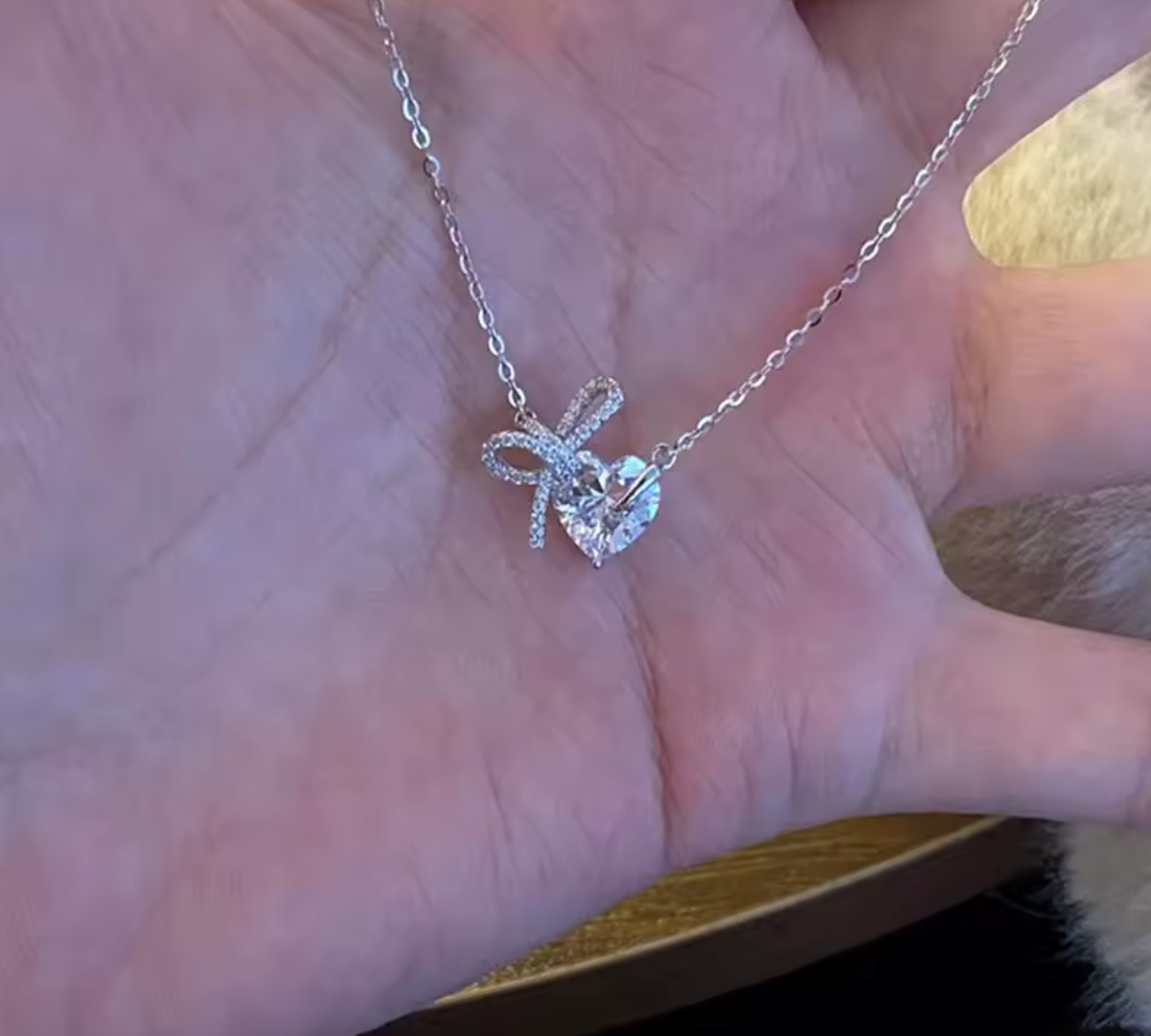 925 Sterling Silver Heart Geometric Pendant Necklace