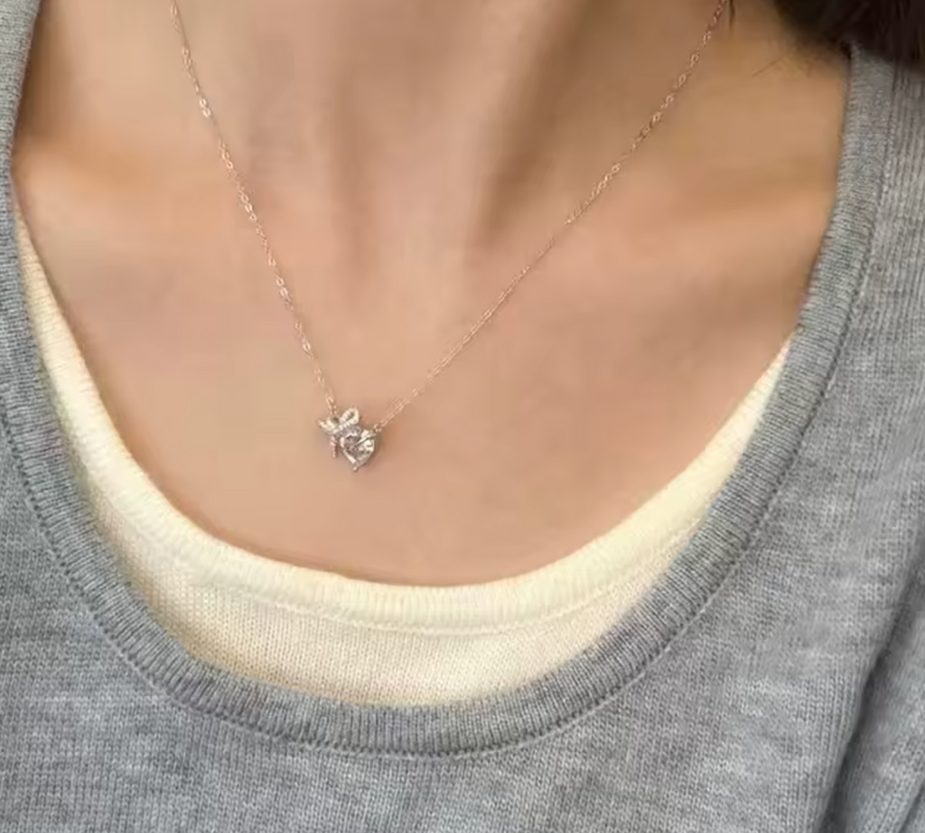 925 Sterling Silver Heart Geometric Pendant Necklace