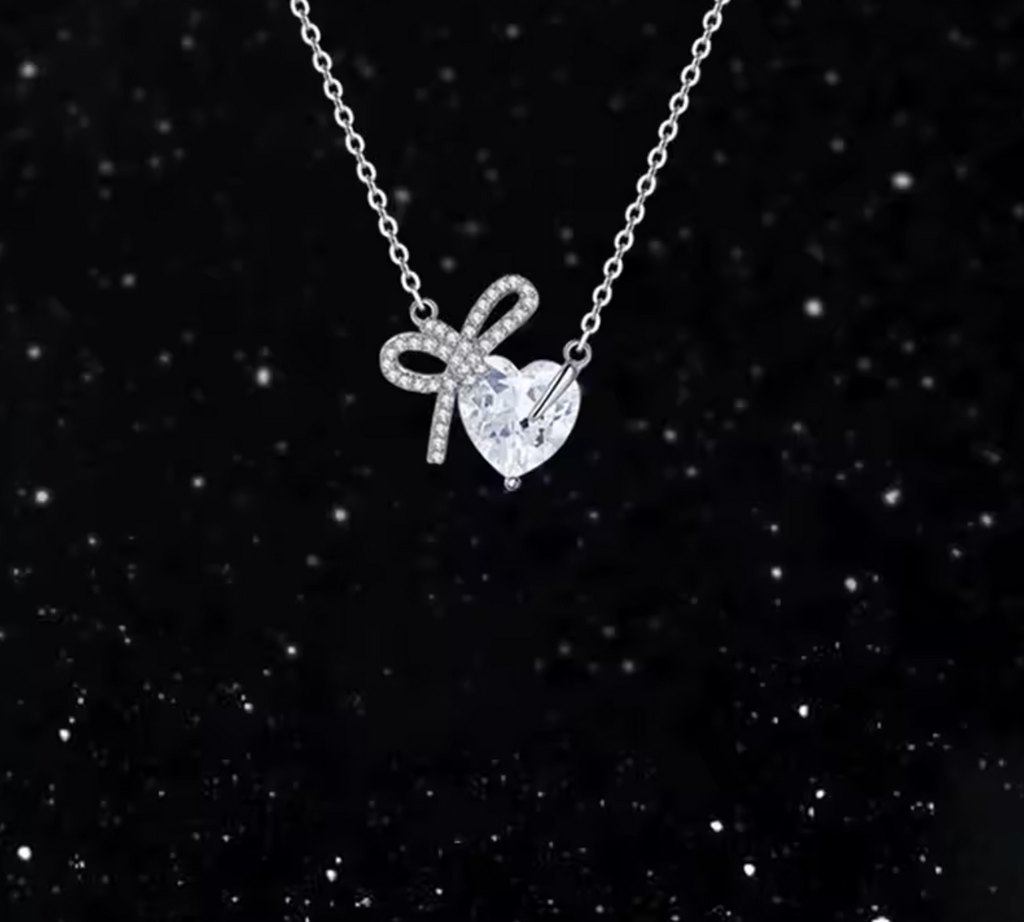 925 Sterling Silver Heart Geometric Pendant Necklace