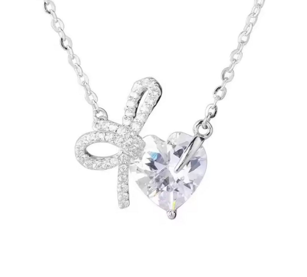 925 Sterling Silver Heart Geometric Pendant Necklace