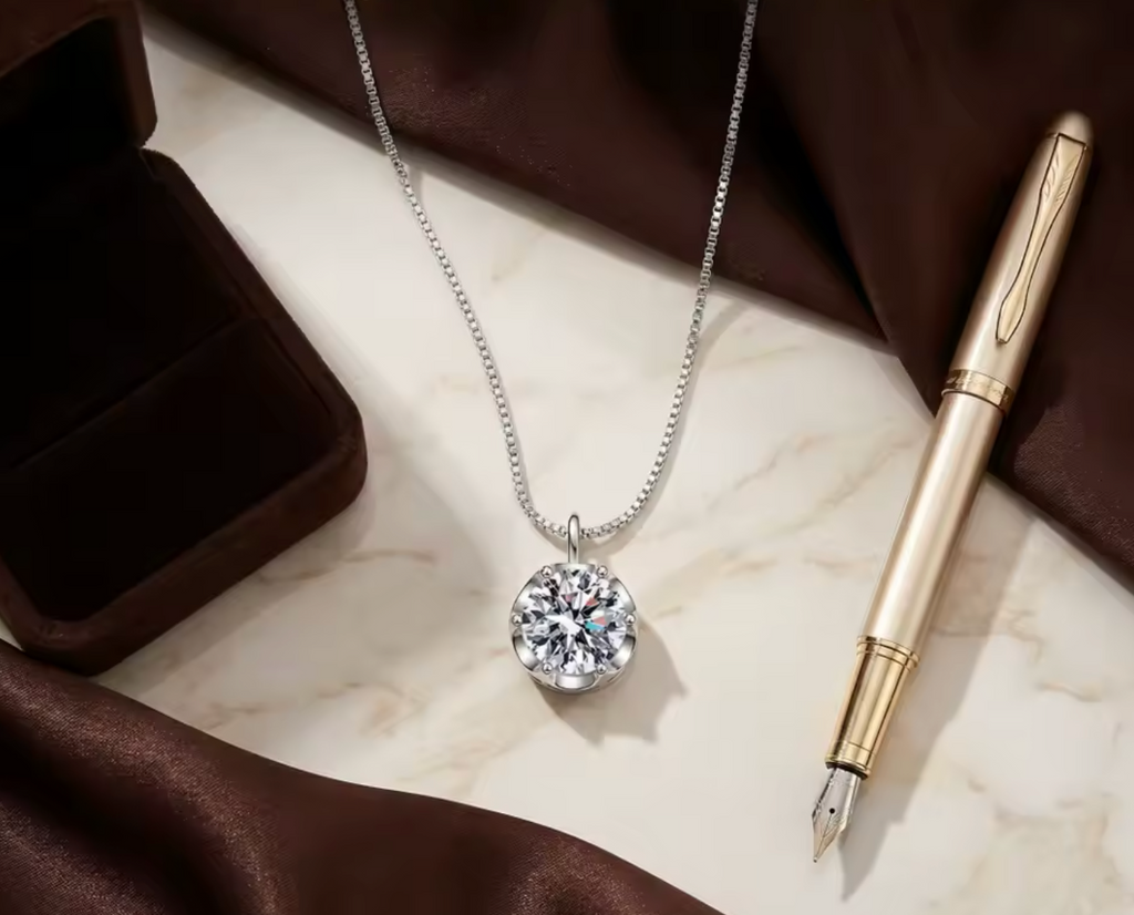 Sterling Silver Minimalist 1-Carat Zircon Pendant Necklace