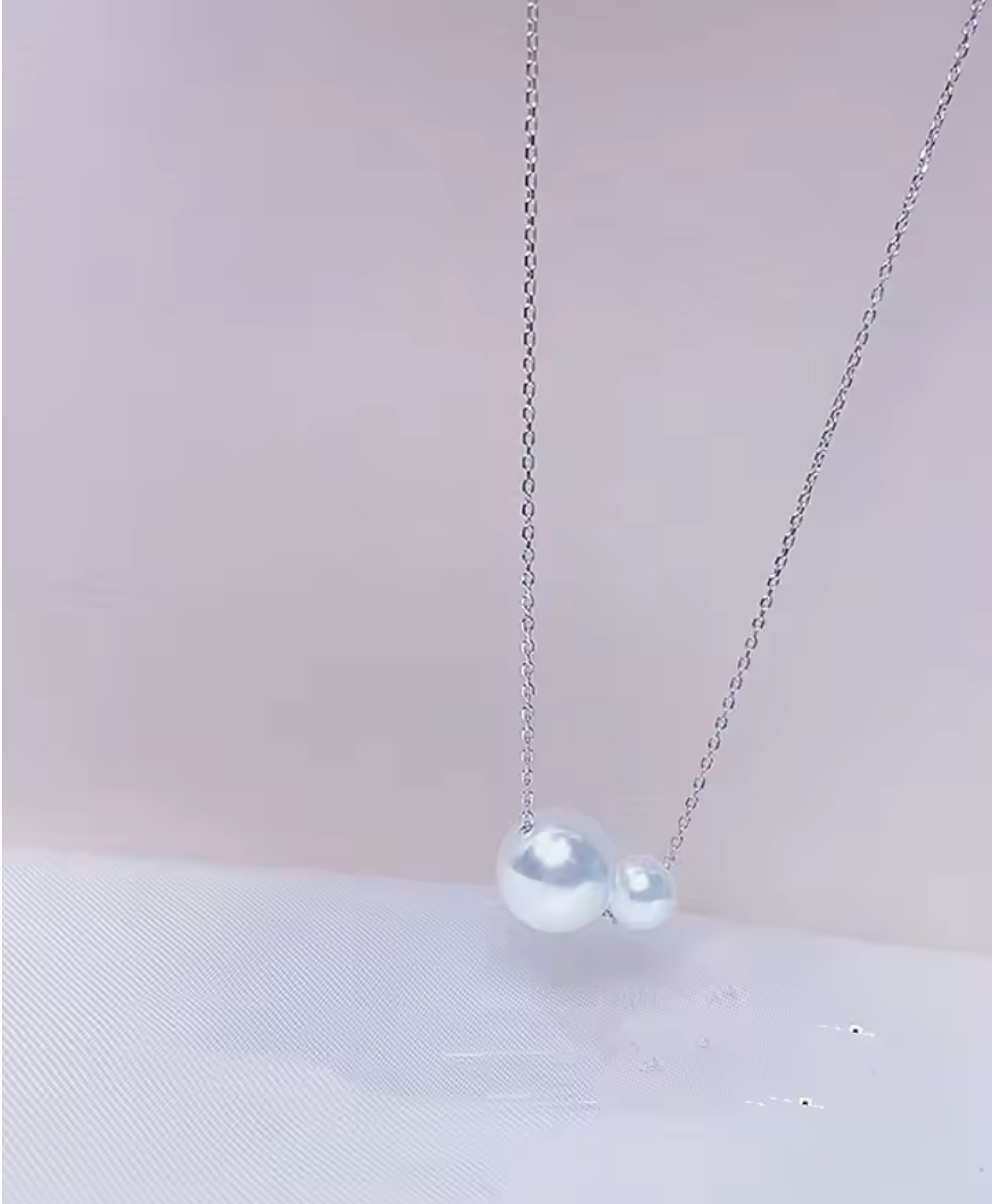 14K Gold Plated Dainty Pearl Drop Necklace for Women