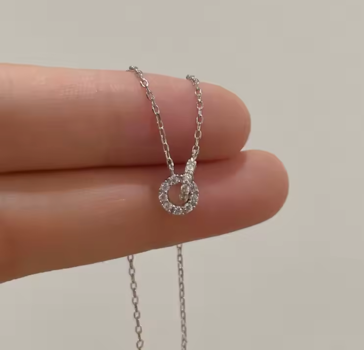 925 Sterling Silver Interlocking Double Ring Necklace